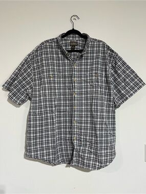 C.E. Schmidt Workwear Blue and White Plaid Short-Sleeve Button-Up Shirt